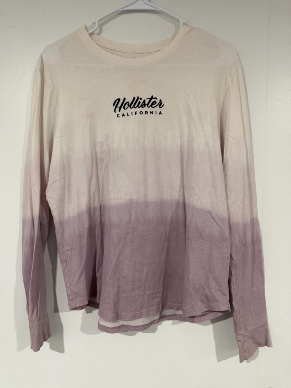 Hollister Cream to Lavender Ombre Long Sleeve Tee